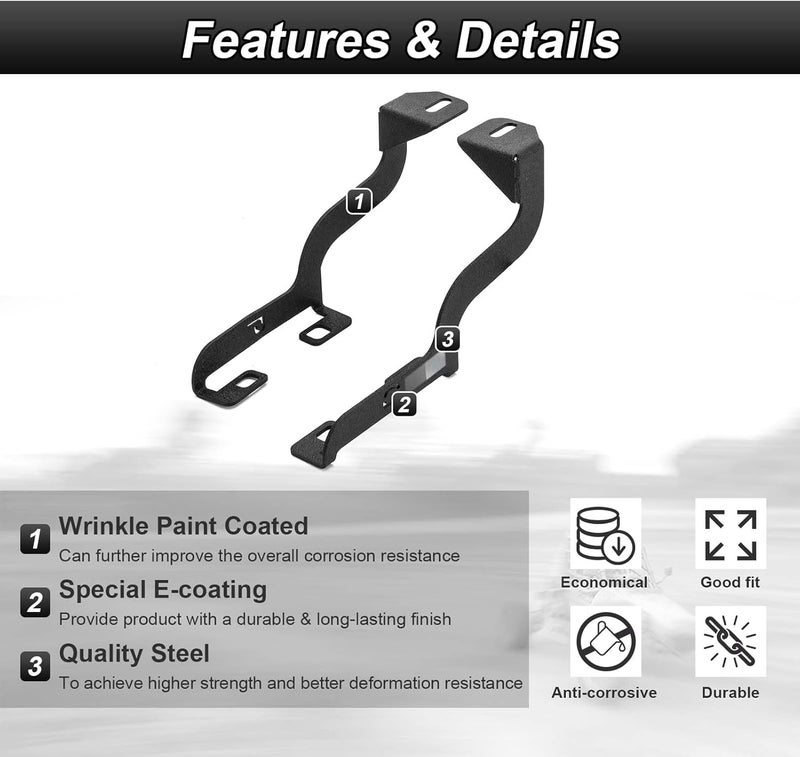 ROMELACK Hood Mount Brackets Ditch Light Pods Bracket Heavy Duty Steel Compatible with Ford F250 F350 F450 F550 Super Duty 1999-2007 - Image 2
